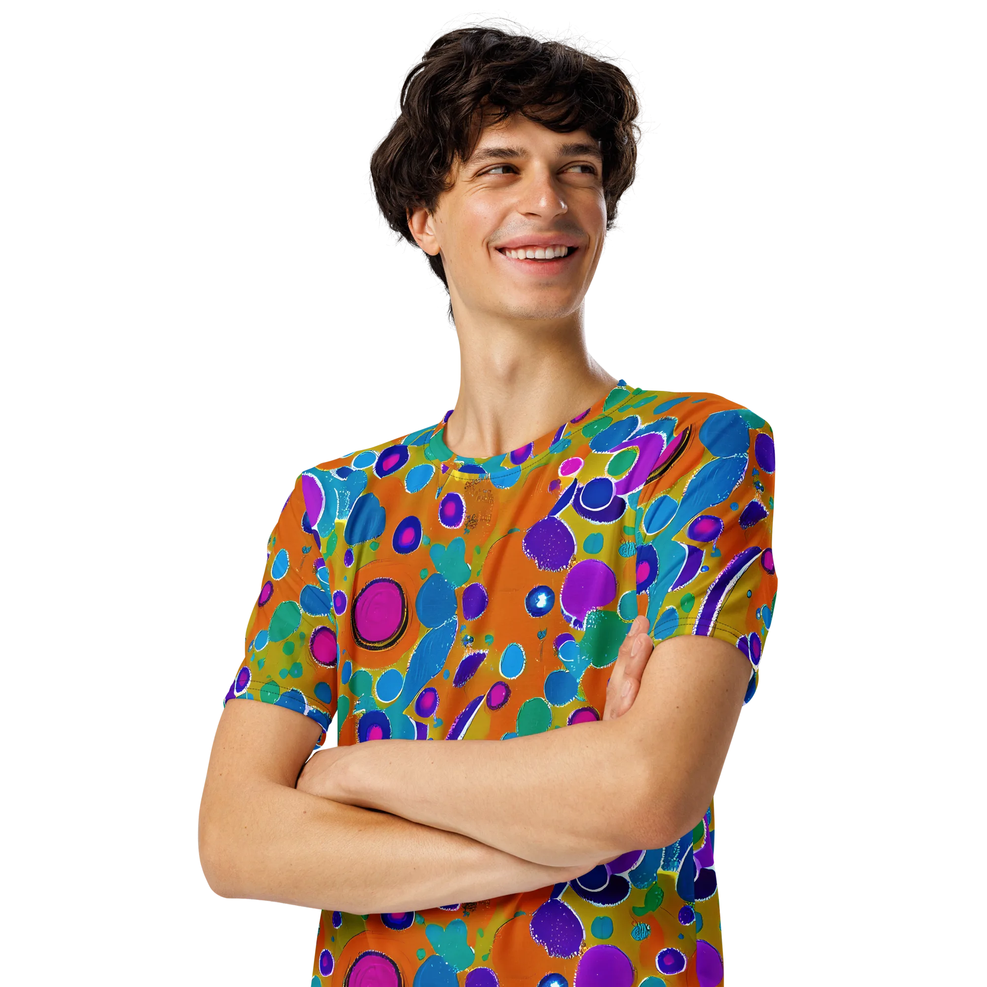 Chromatic Splash on Men's Crew Neck T-Shirt — Left Front
