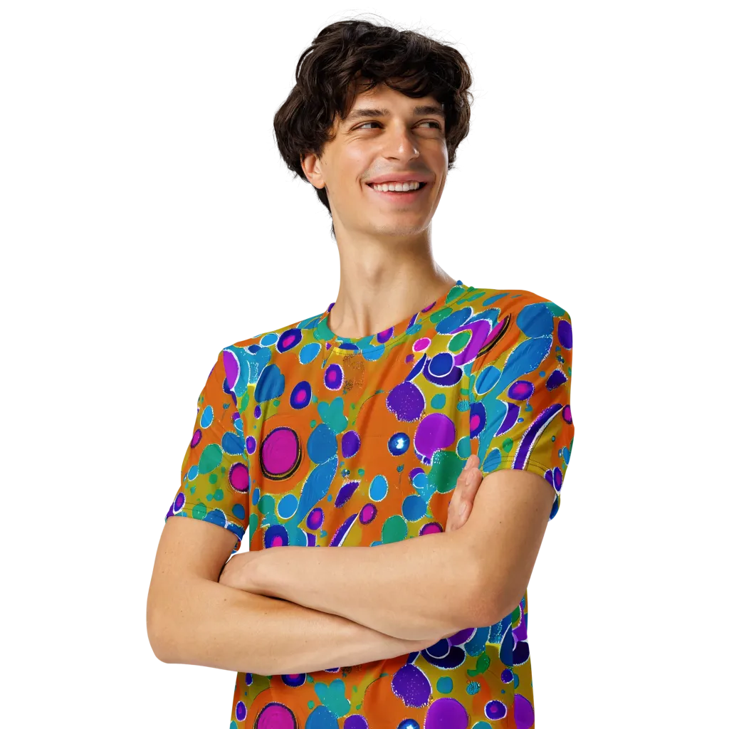 Chromatic Splash on Men's Crew Neck T-Shirt — Left Front