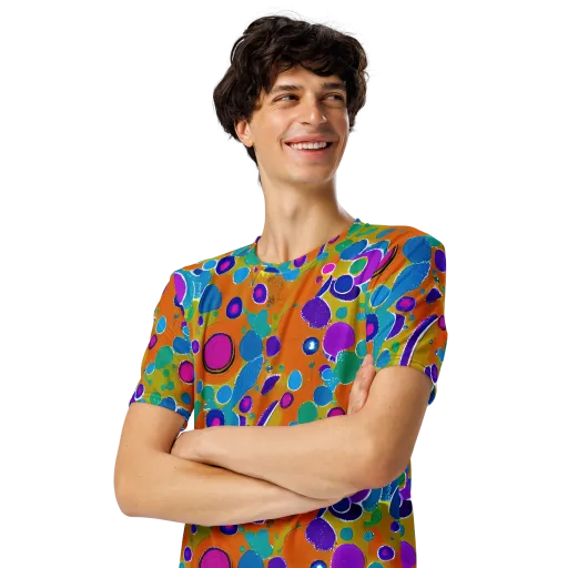 Chromatic Splash on a Men's Crew Neck T-Shirt