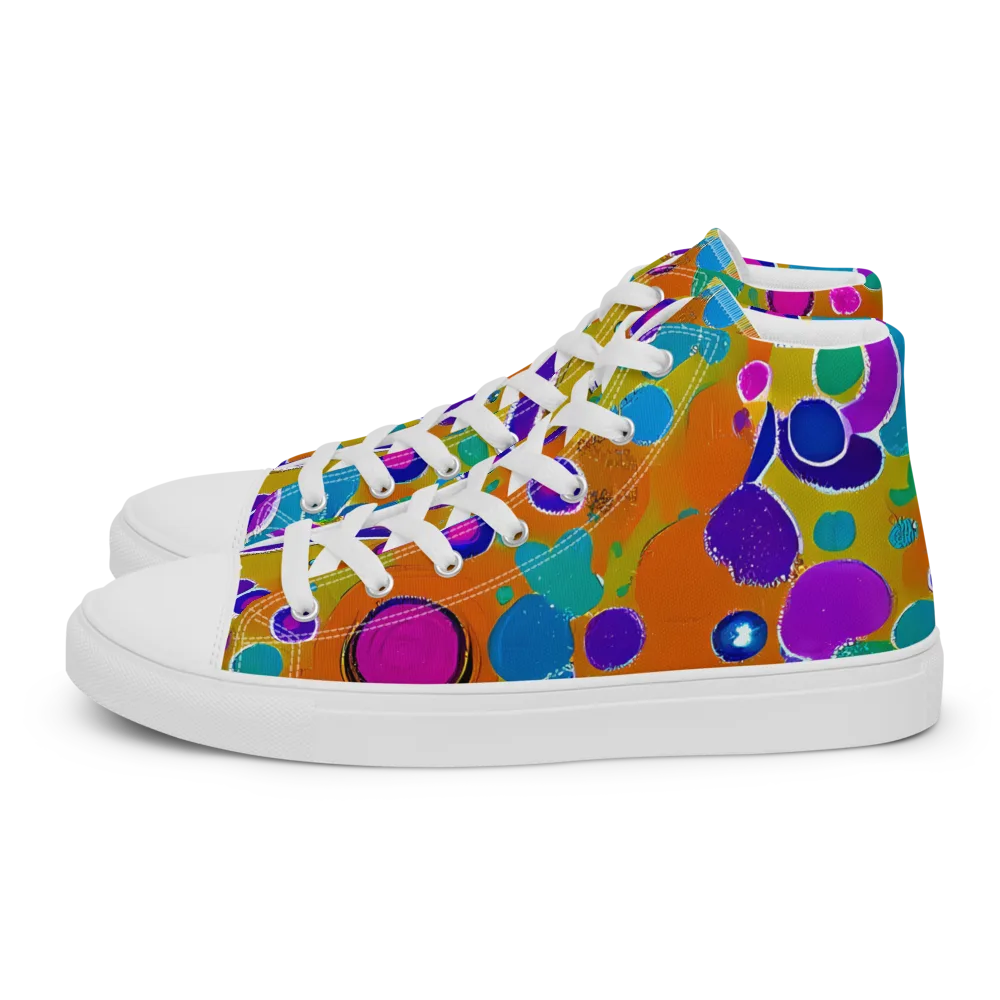 Chromatic Splash on Men's High Top Canvas Shoes — Left