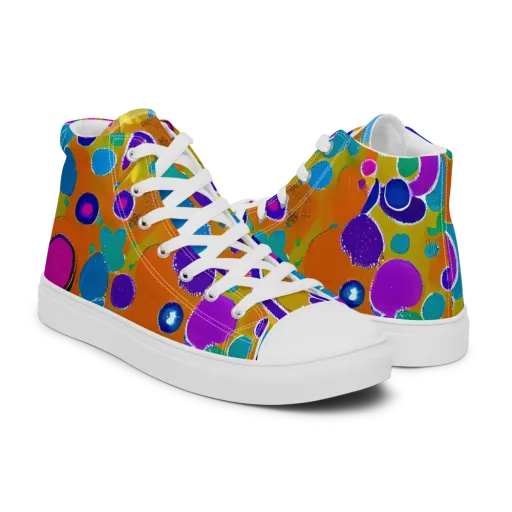 Chromatic Splash on a Men's High Top Canvas Shoes