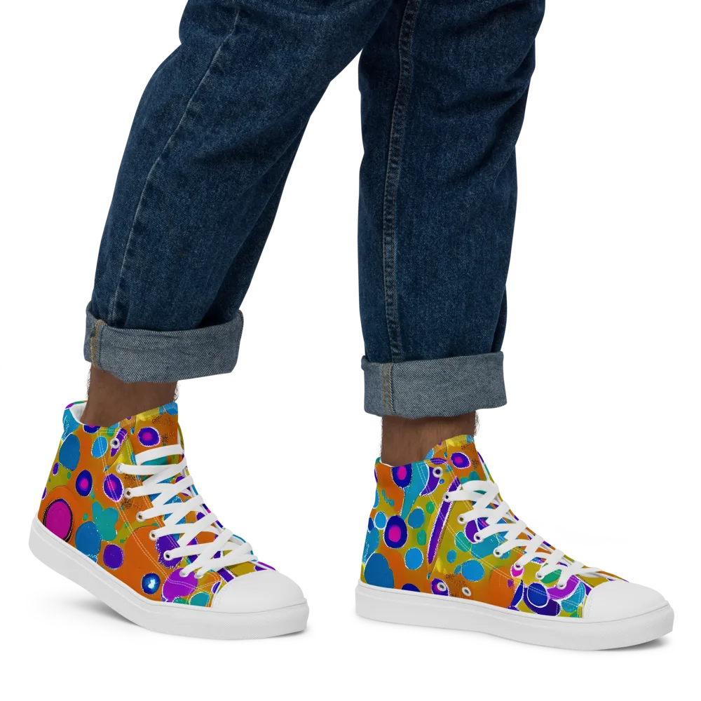 Chromatic Splash on Men's High Top Canvas Shoes — Right