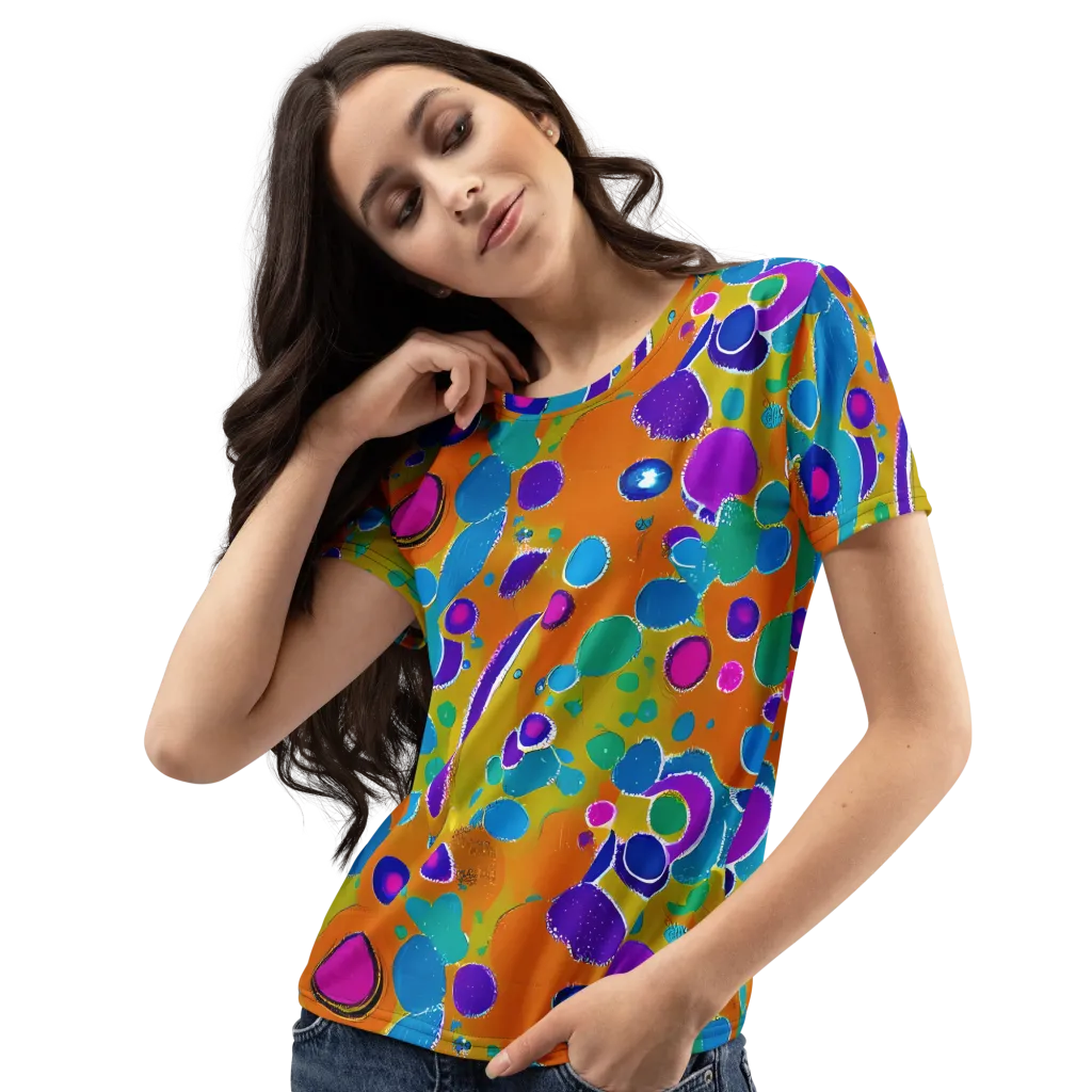 Chromatic Splash on Women's Crew Neck T-Shirt — Left Front