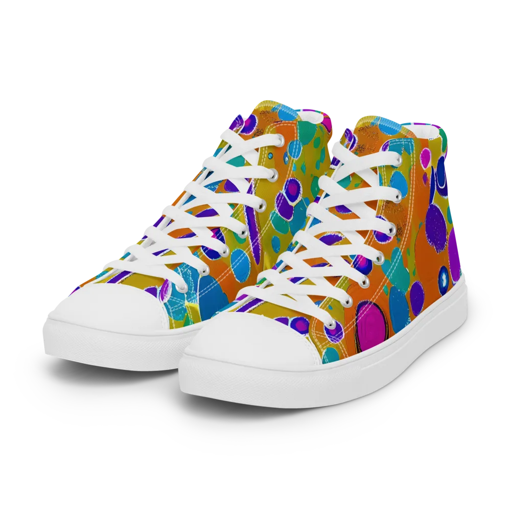 Chromatic Splash on Women's High Top Canvas Shoes — Left Front