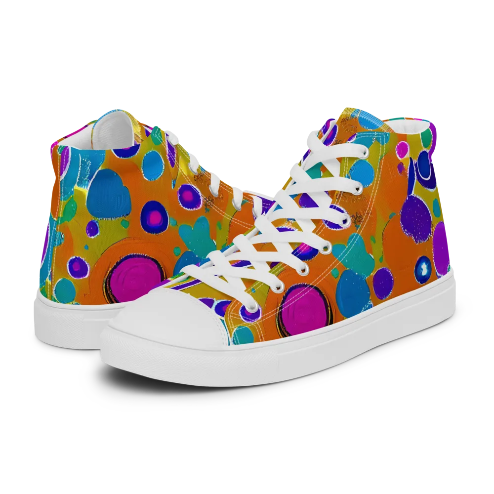 Chromatic Splash on Women's High Top Canvas Shoes — Left