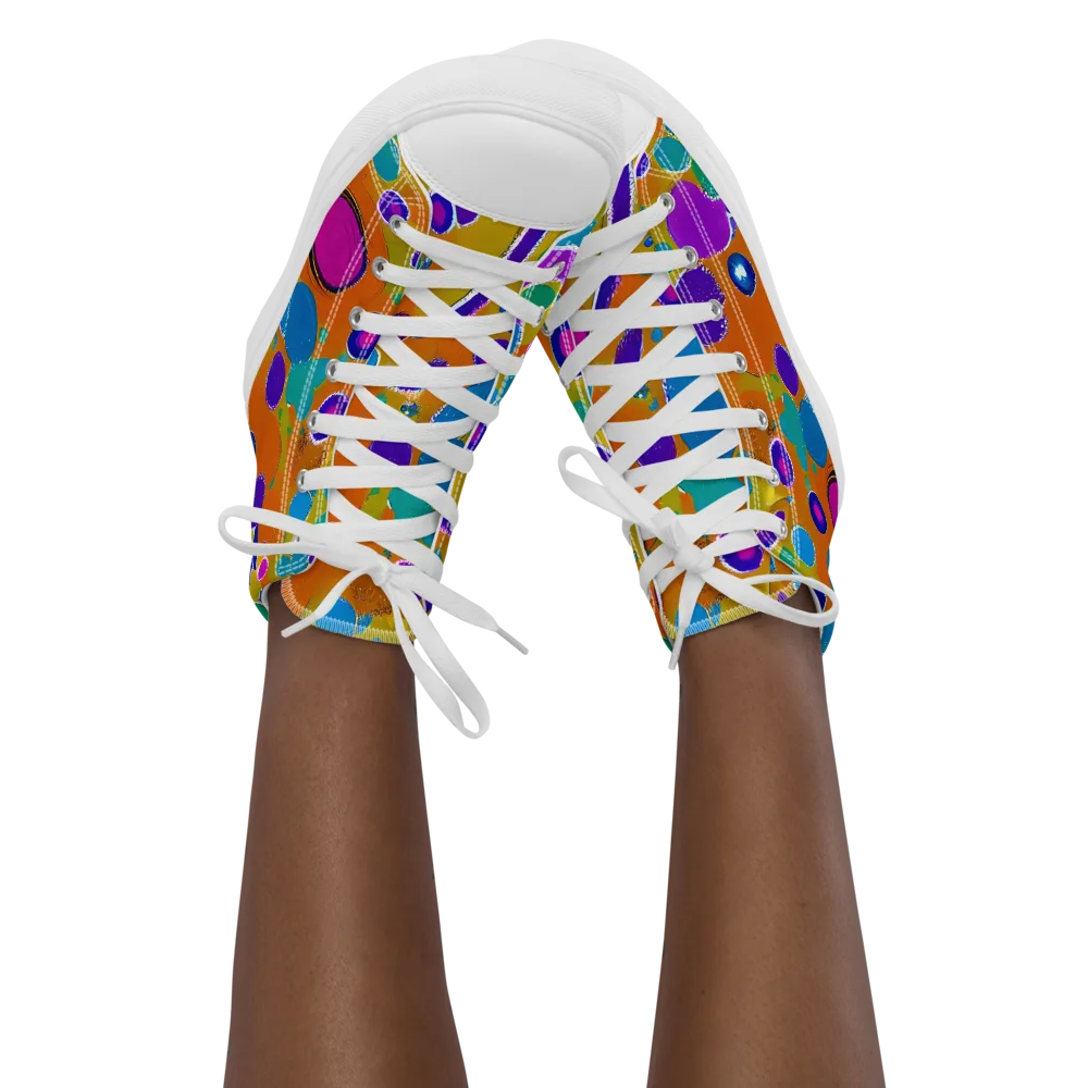 Chromatic Splash on Women's High Top Canvas Shoes — Front