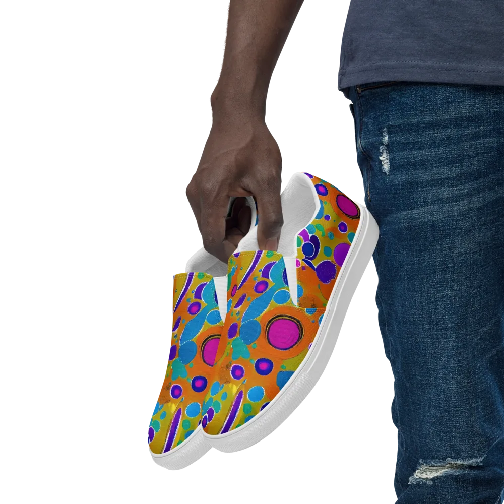 Chromatic Splash on Men's Slip-On Canvas Shoes — Left Front