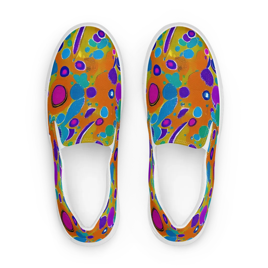 Chromatic Splash on Women's Slip-On Canvas Shoes — Front
