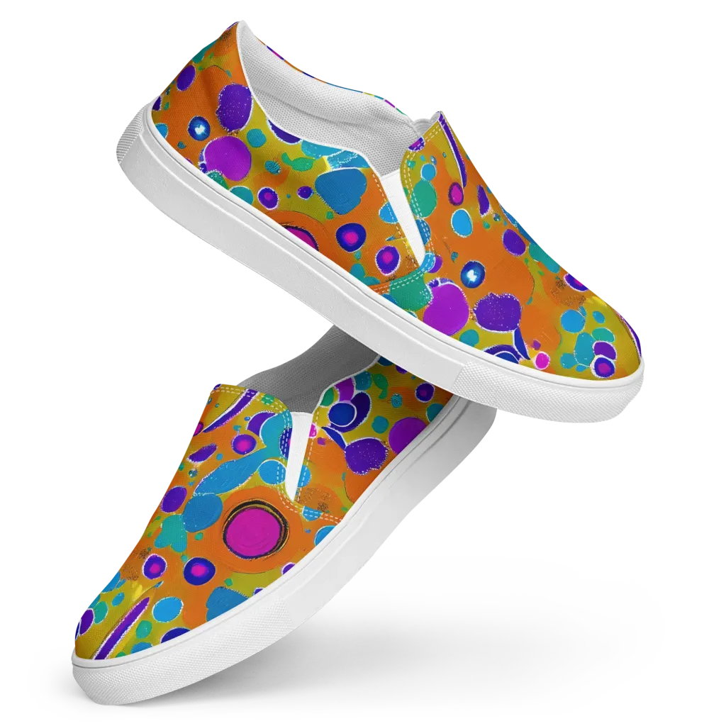 Chromatic Splash on Women's Slip-On Canvas Shoes — Front