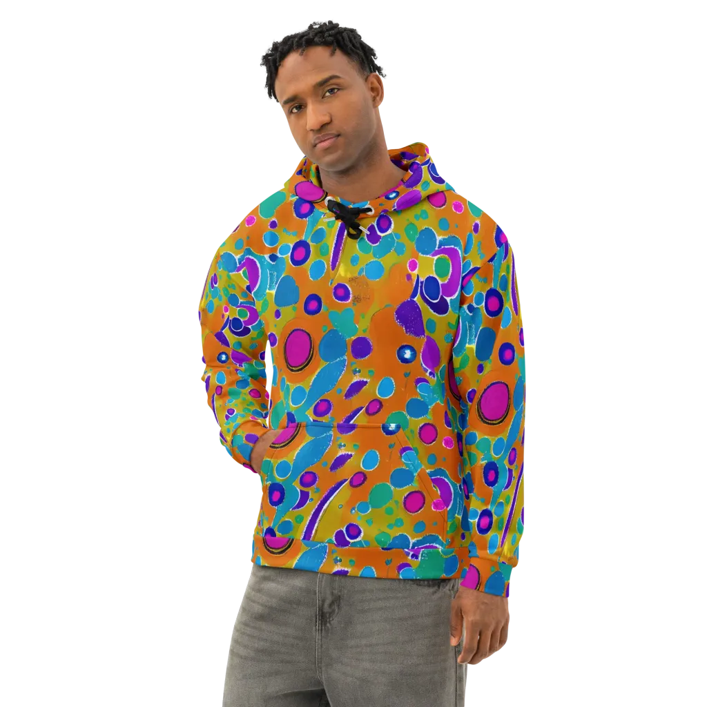 Chromatic Splash on Cotton Hoodie — Left Front