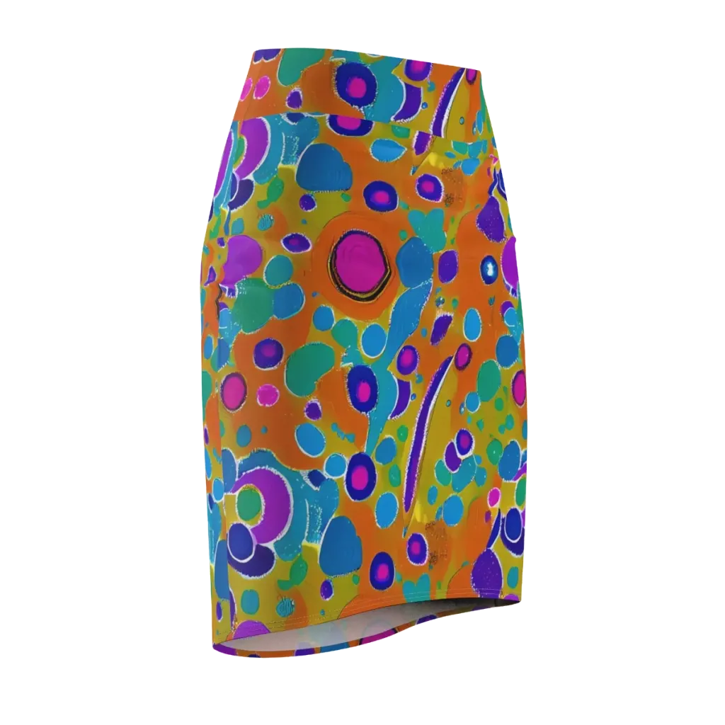 Chromatic Splash on Pencil Skirt — Front Side
