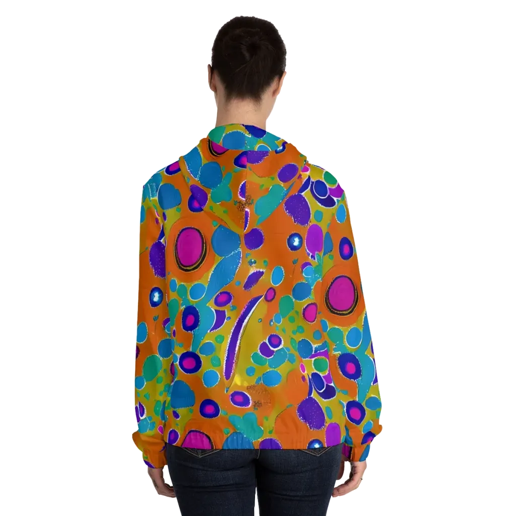Chromatic Splash on Women's Full-Zip Hoodie — Back On Person