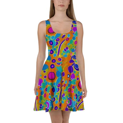 Chromatic Splash on a Skater Dress