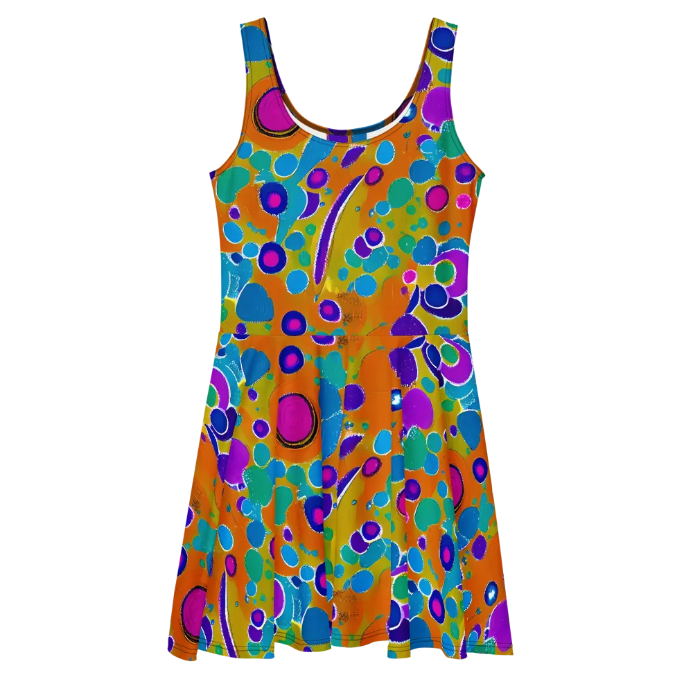 Chromatic Splash on Skater Dress — Front