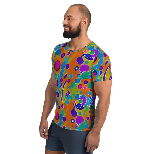 Chromatic Splash on a Men's Athletic T-Shirt