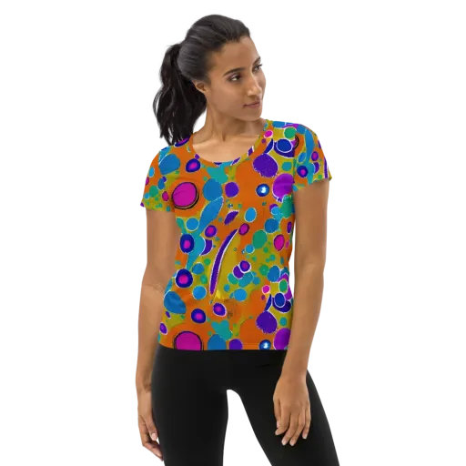 Chromatic Splash on a Women's Athletic T-Shirt