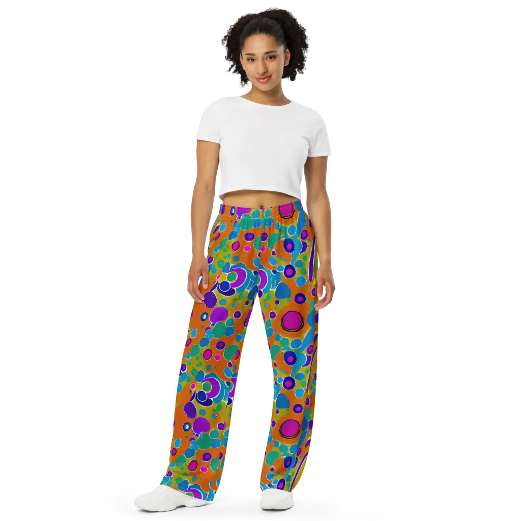 Chromatic Splash on Wide-Leg Pants — Front