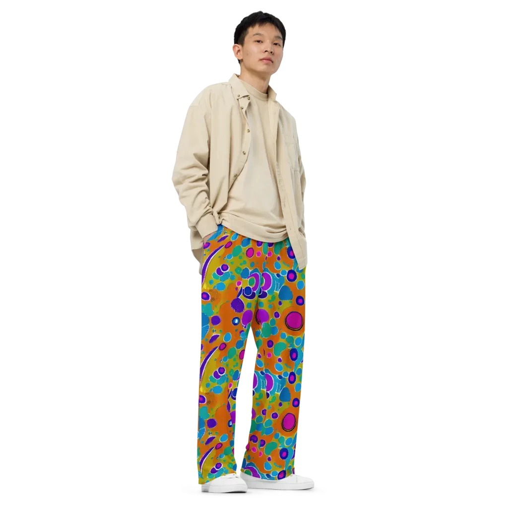 Chromatic Splash on Wide-Leg Pants — Right Front