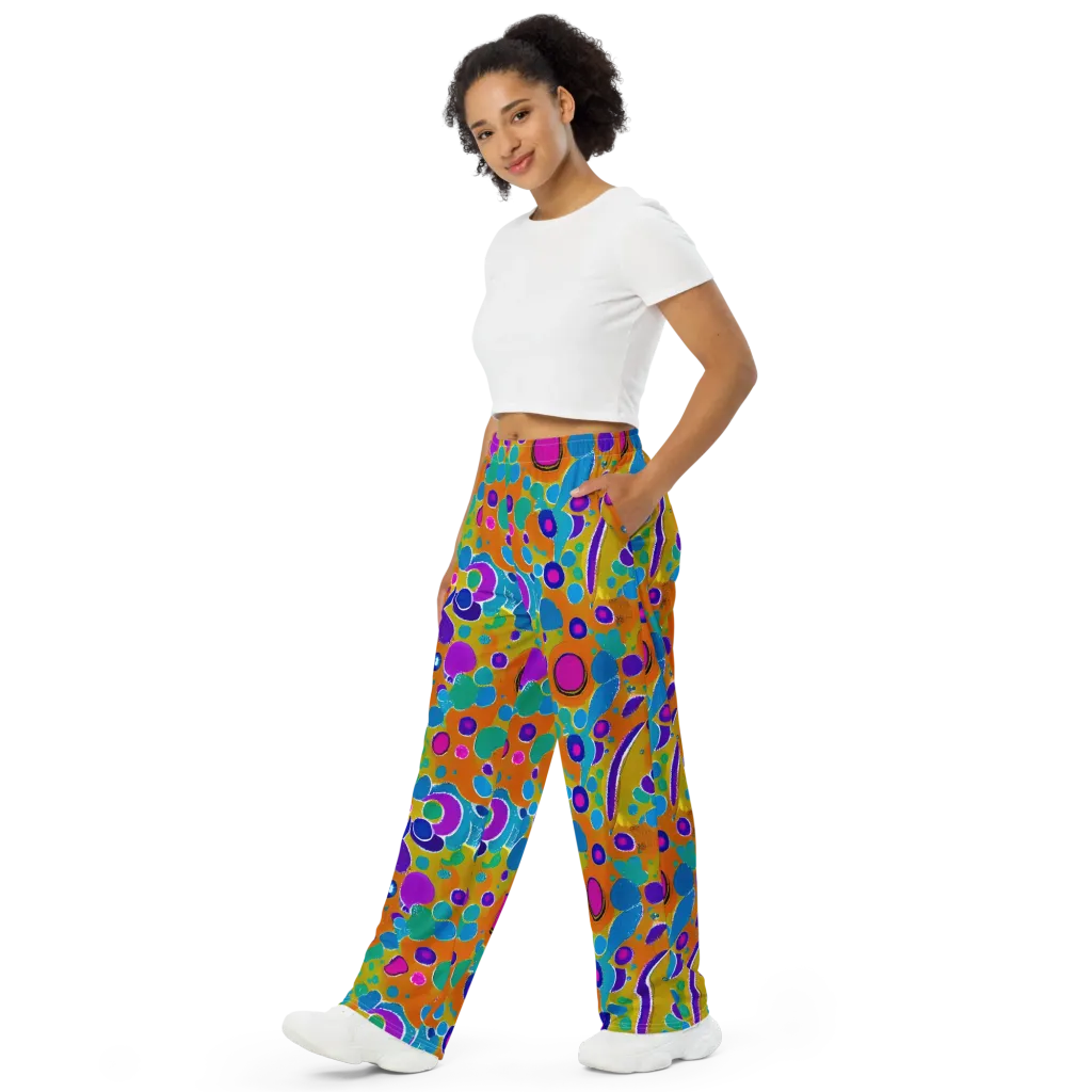 Chromatic Splash on Wide-Leg Pants — Left Front