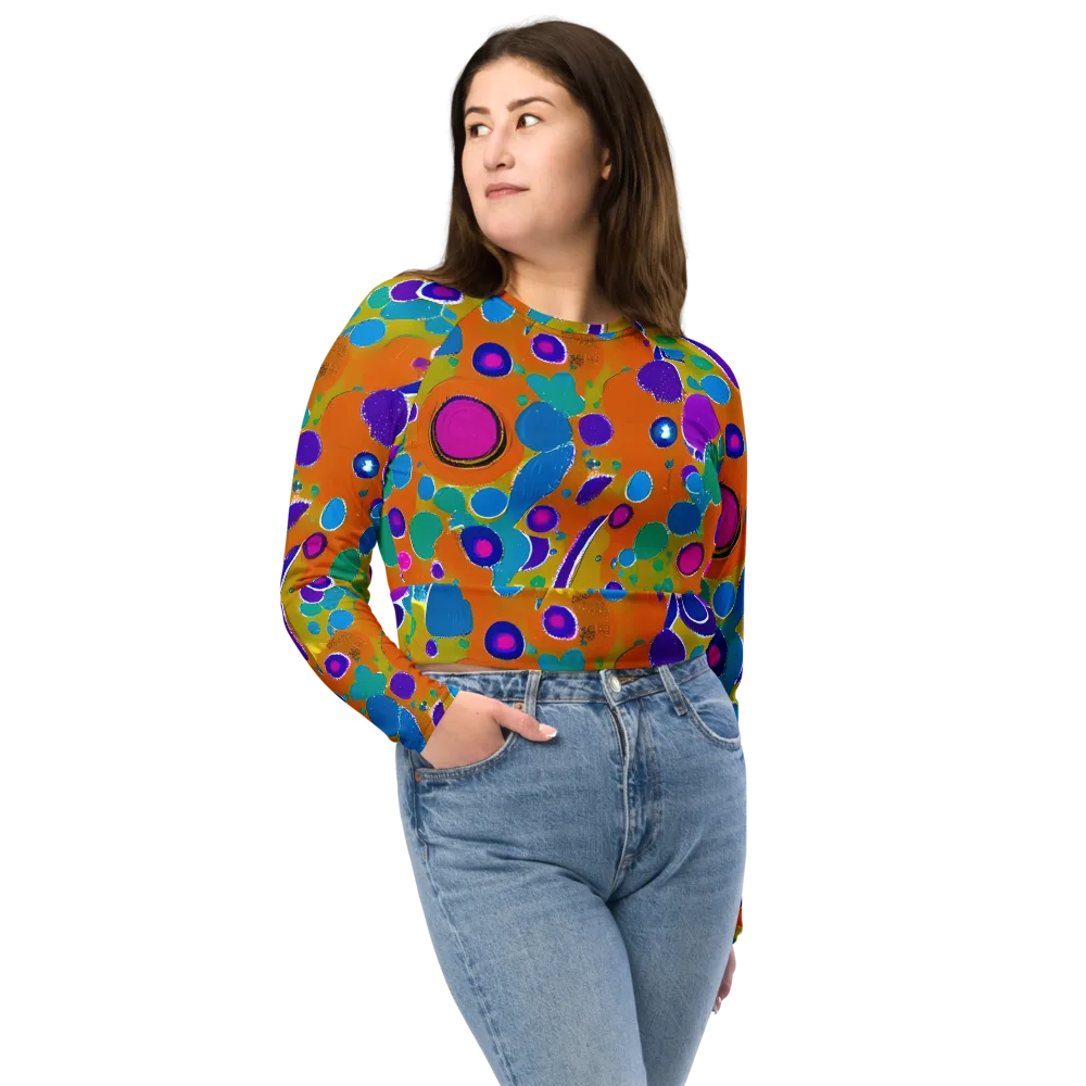 Chromatic Splash on Long Sleeve Crop Top — Front