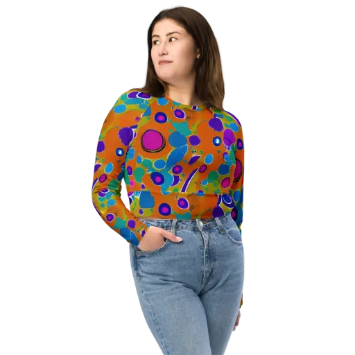 Chromatic Splash on a Long Sleeve Crop Top