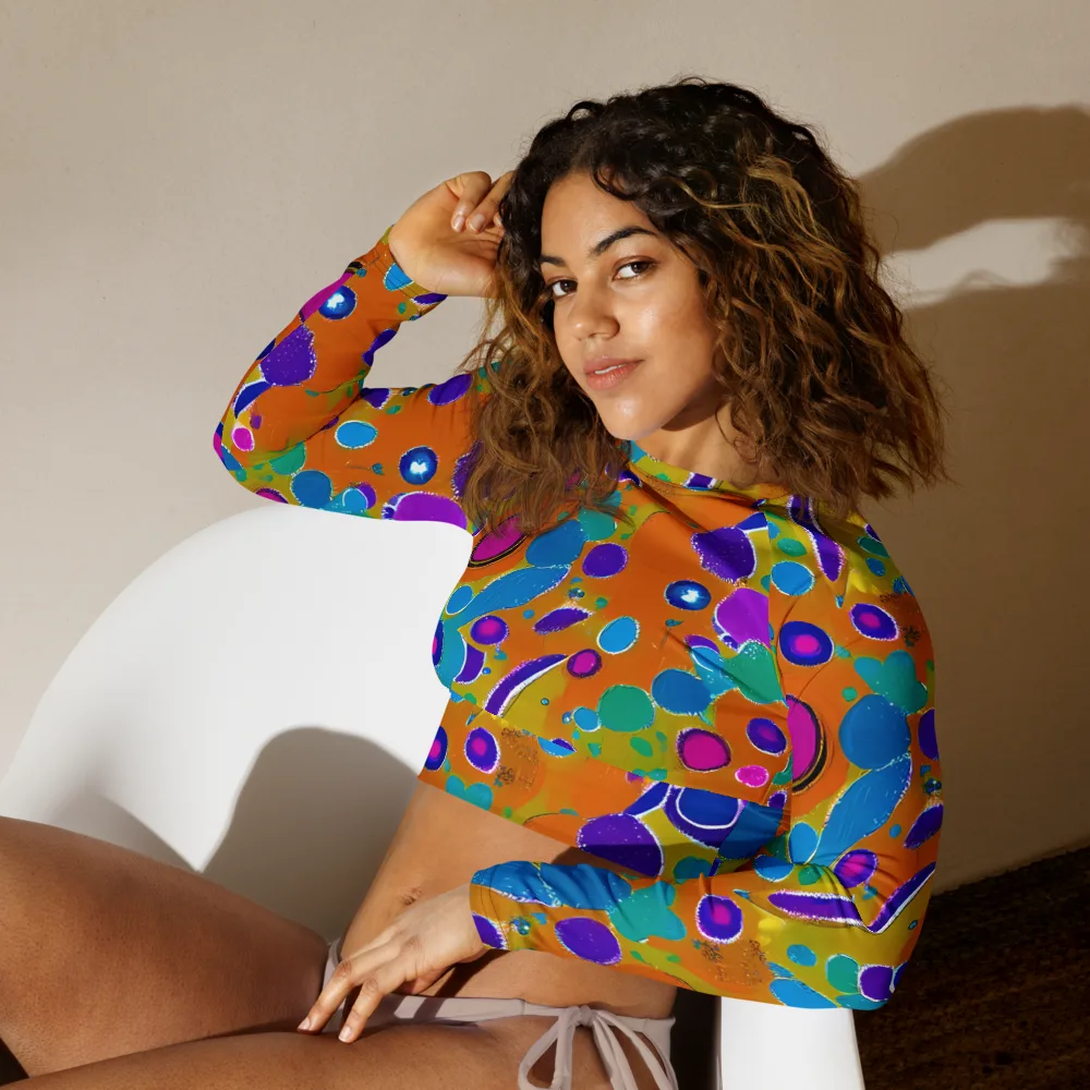 Chromatic Splash on Long Sleeve Crop Top — Left Front