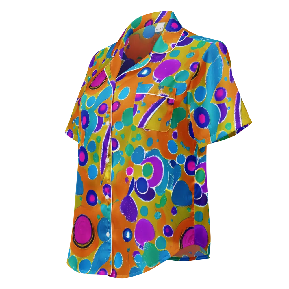 Chromatic Splash on Women's Short Sleeve Pajama Top — Left Front