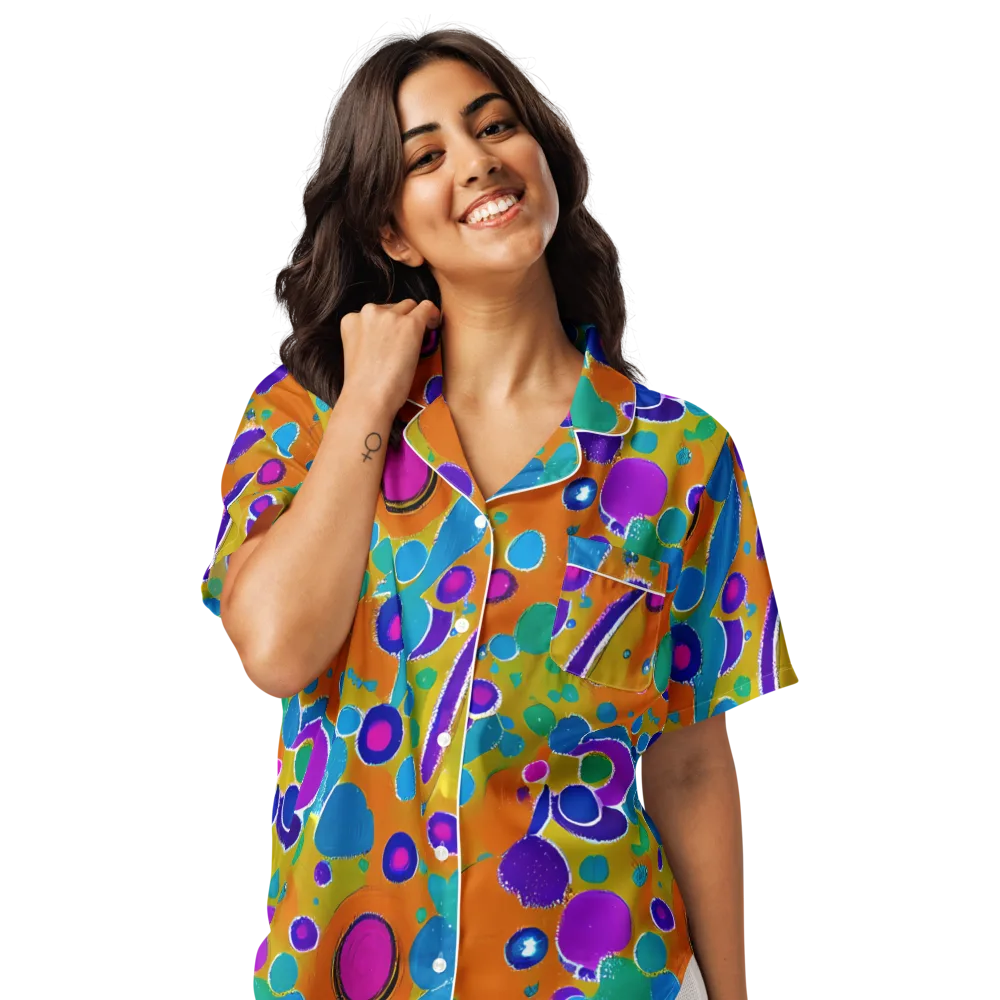 Chromatic Splash on Women's Short Sleeve Pajama Top — Front