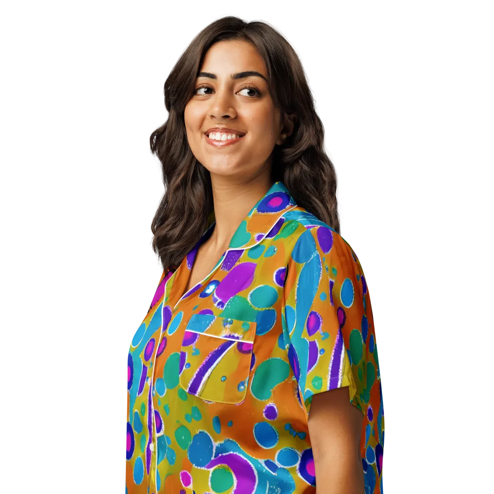 Chromatic Splash on Women's Short Sleeve Pajama Top — Left Front
