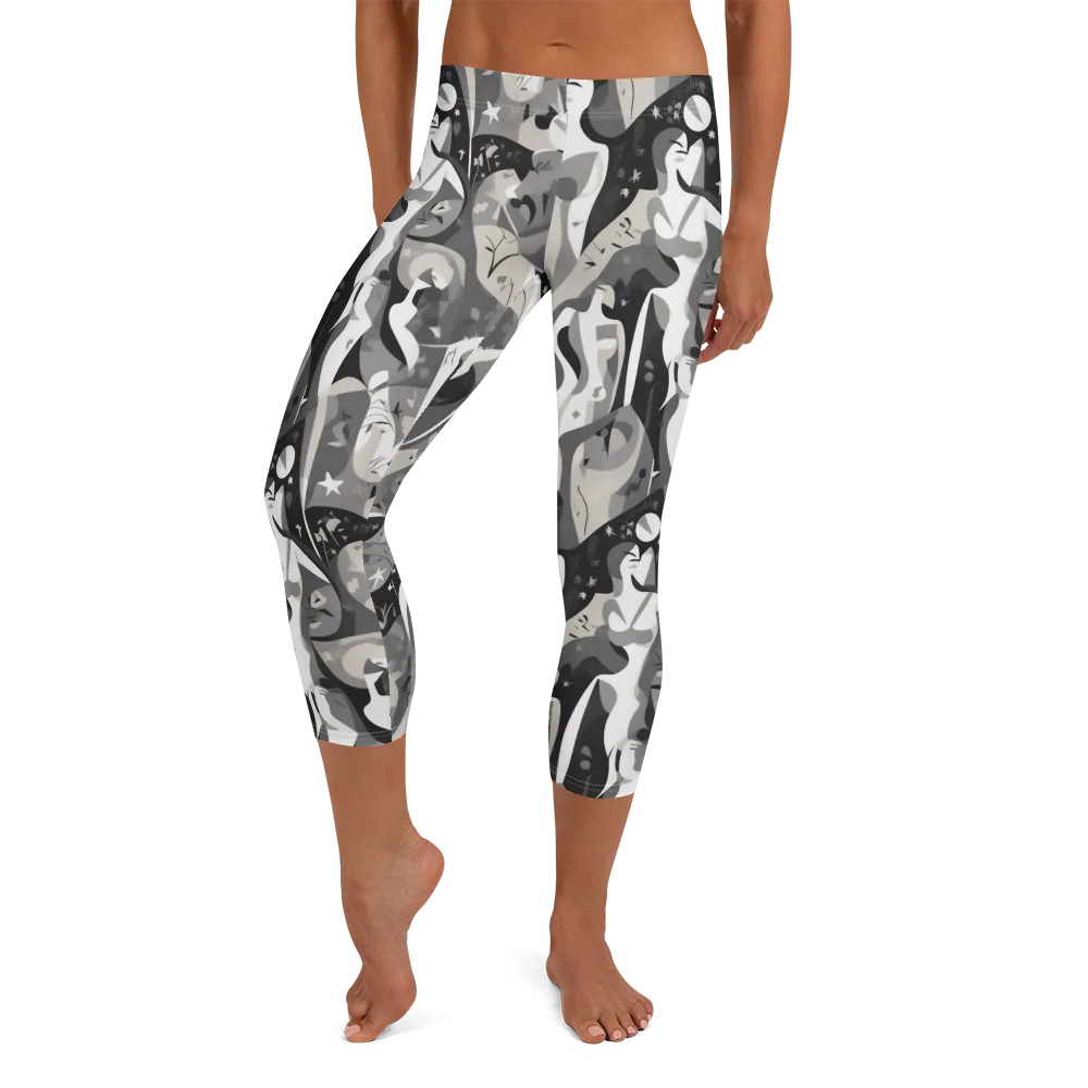 Moonlit Figures on Capri Leggings — Front
