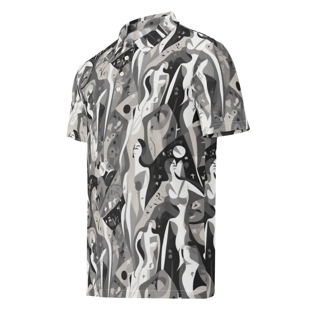 Moonlit Figures on Men's Slim Fit Polo Shirt — Left Front