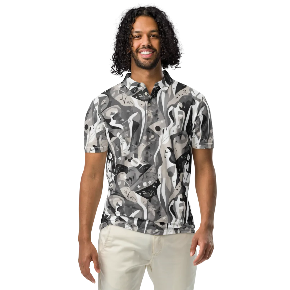 Moonlit Figures on Men's Slim Fit Polo Shirt — Front
