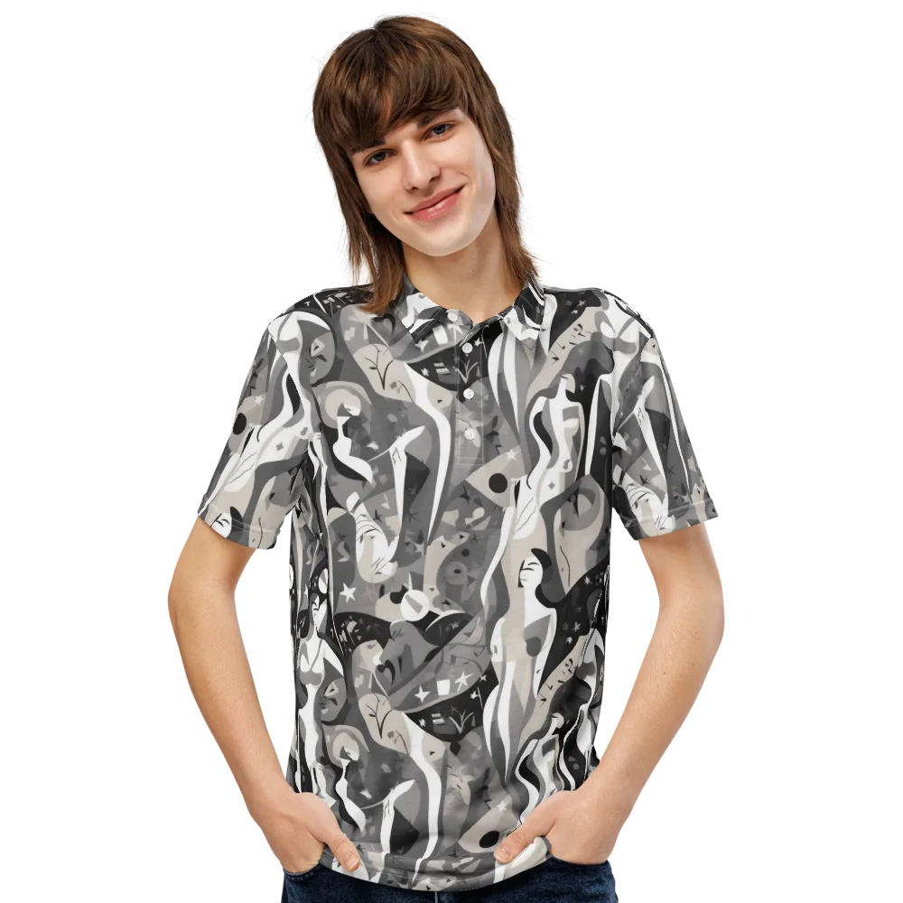 Moonlit Figures on Men's Slim Fit Polo Shirt — Front