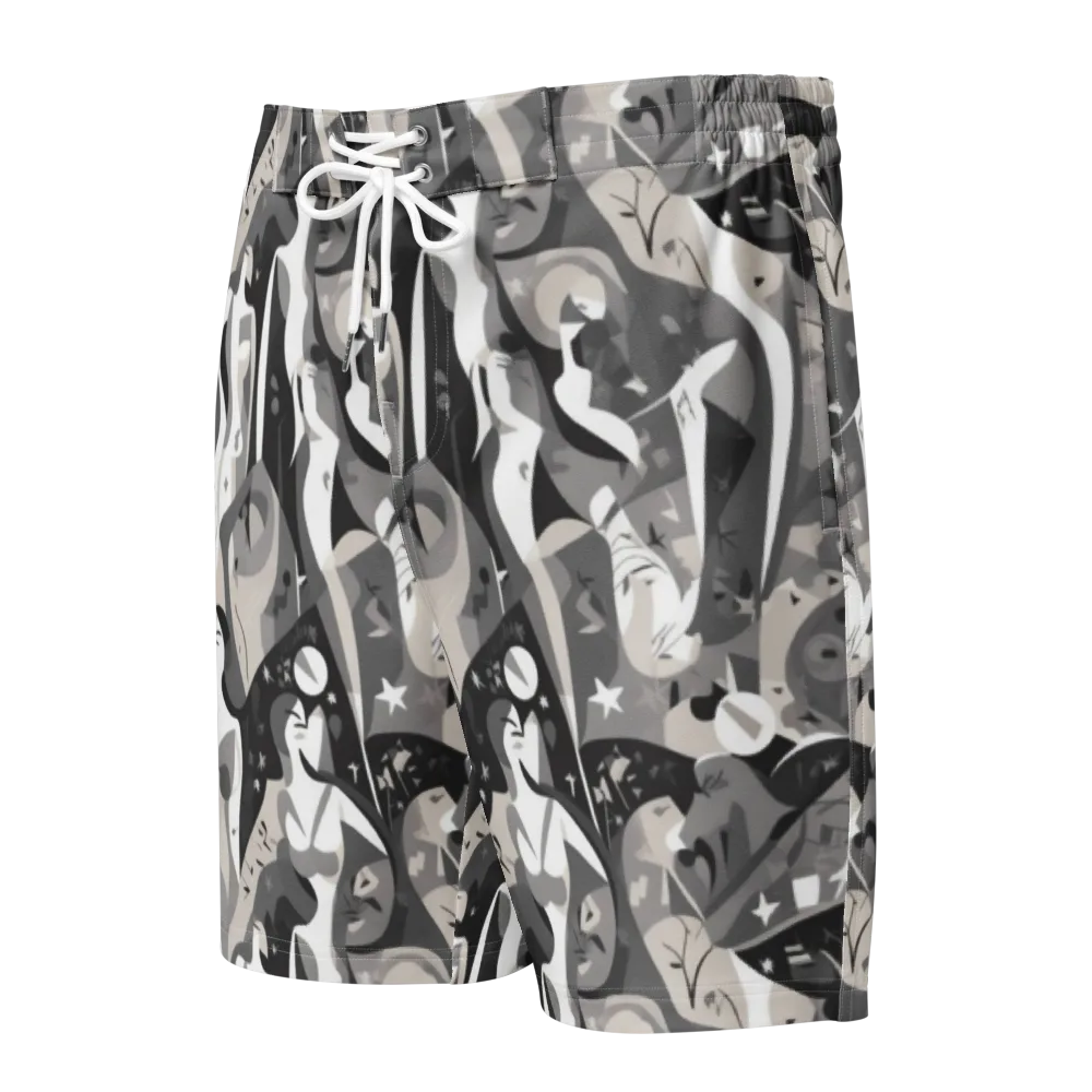 Moonlit Figures on Men's Board Shorts — Front