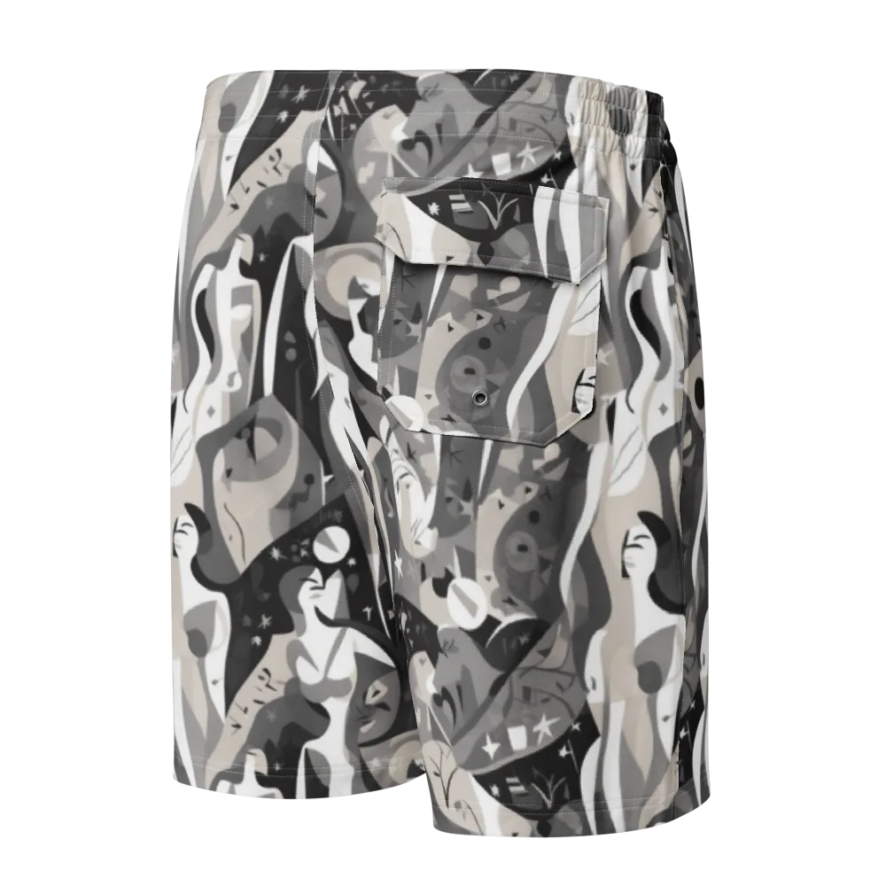 Moonlit Figures on Men's Board Shorts — Back