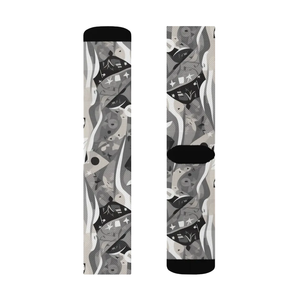 Moonlit Figures on Socks — Left Sock