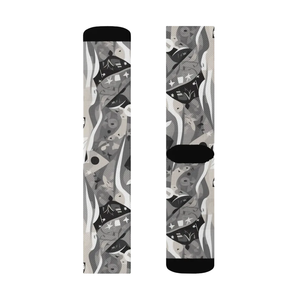 Moonlit Figures on Socks — Right Sock