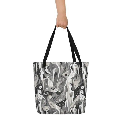 Moonlit Figures on a Large Tote Bag W/ Pocket