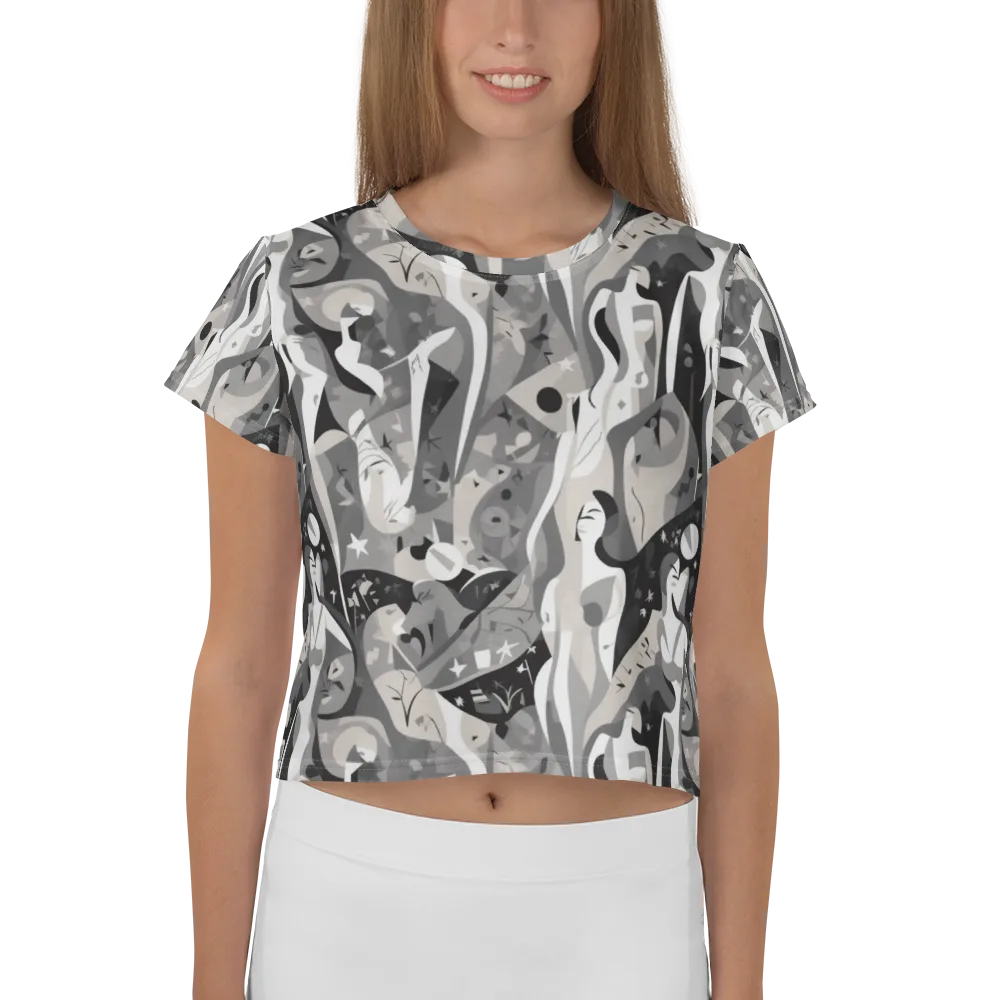 Moonlit Figures on Crop Tee — Front
