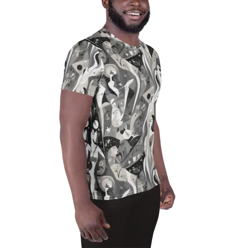 Moonlit Figures on a Men's Athletic T-Shirt