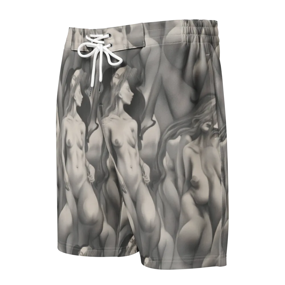 Silver Sirens on Men's Board Shorts — Front