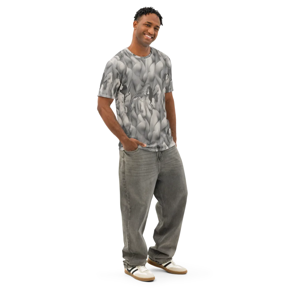 Silver Sirens on Men's Cotton Crew Neck T-Shirt — Right Front