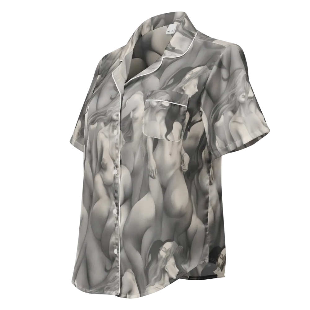 Silver Sirens on Women's Short Sleeve Pajama Top — Left Front