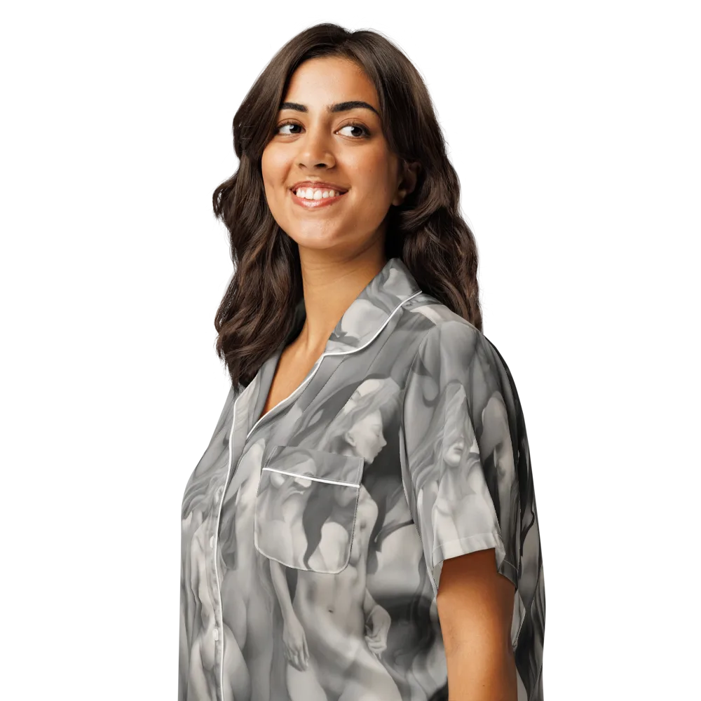 Silver Sirens on Women's Short Sleeve Pajama Top — Left Front