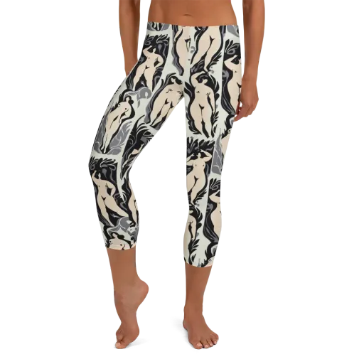 Ivory Figure Garden on a Capri Leggings