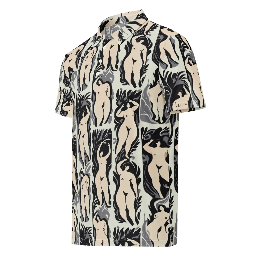 Ivory Figure Garden on Men's Slim Fit Polo Shirt — Left Front
