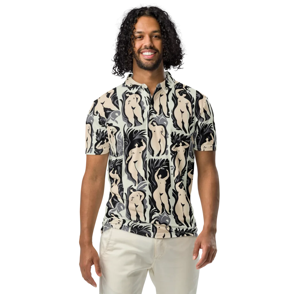 Ivory Figure Garden on Men's Slim Fit Polo Shirt — Front