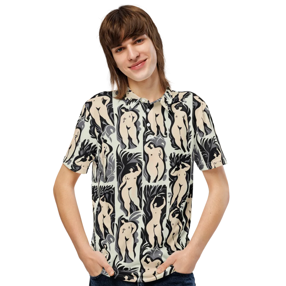 Ivory Figure Garden on Men's Slim Fit Polo Shirt — Front