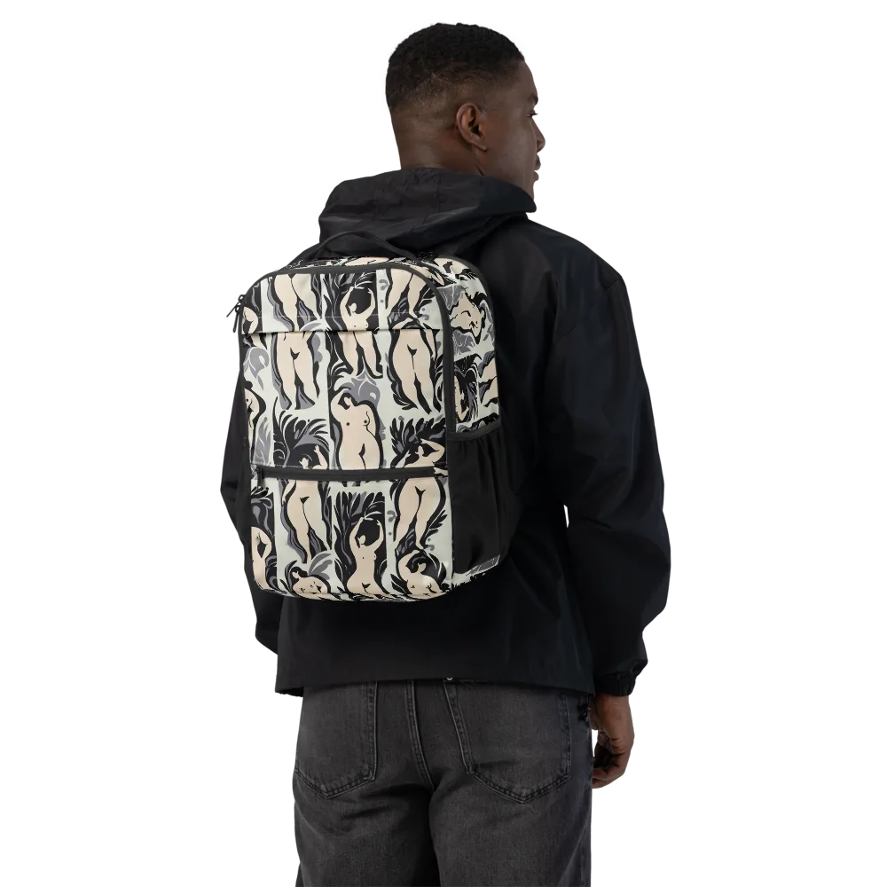 Ivory Figure Garden on Utility Backpack — Back