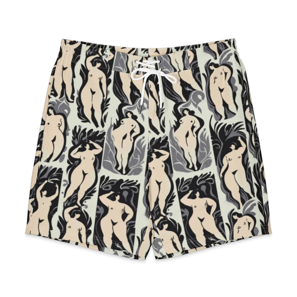 Ivory Figure Garden on Men's Board Shorts — Front